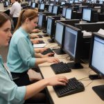 team members working in the office