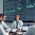 Medical professionals reviewing data and graphs