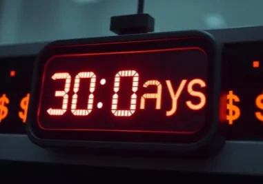 Digital display showing 30 days countdown.