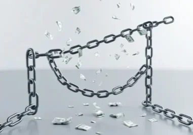 Flying money through broken chain links