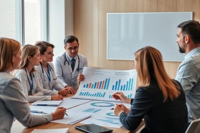 Doctors reviewing charts to improve ENT practice efficiency