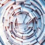 Spiral of medical billing documents forming complex maze